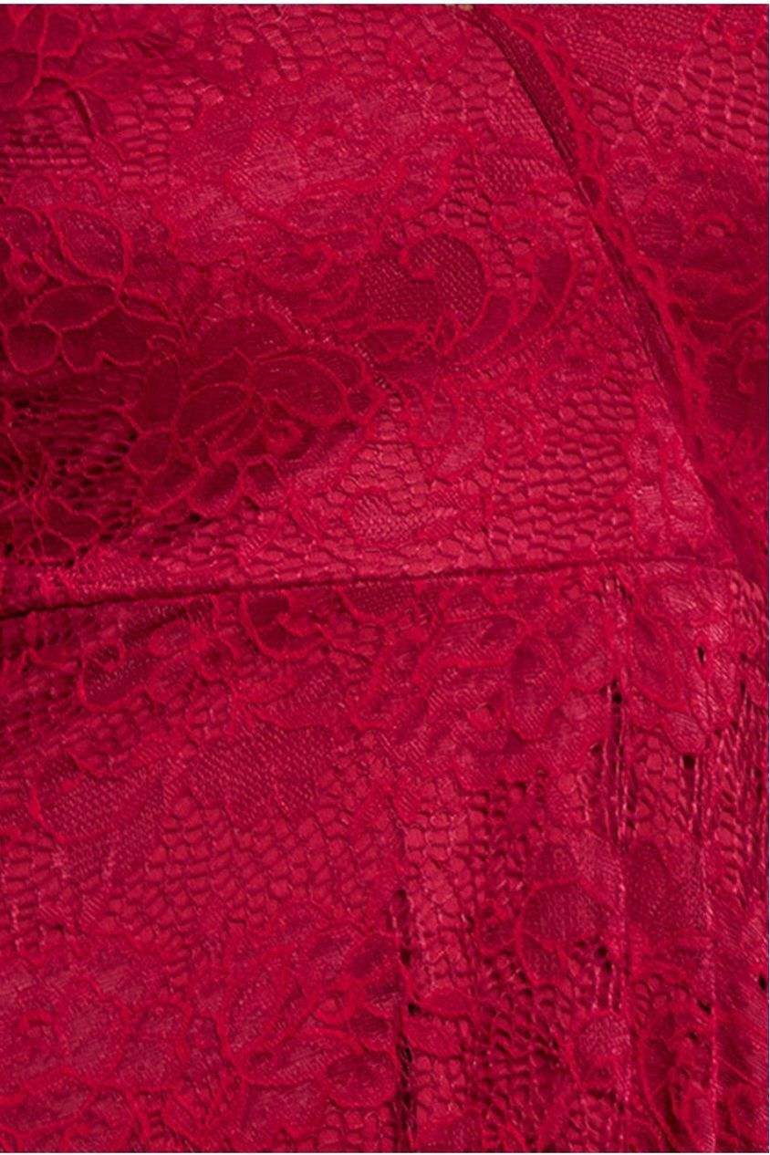 Scalloped Lace A-line Midi Dress - Wine by Goddiva