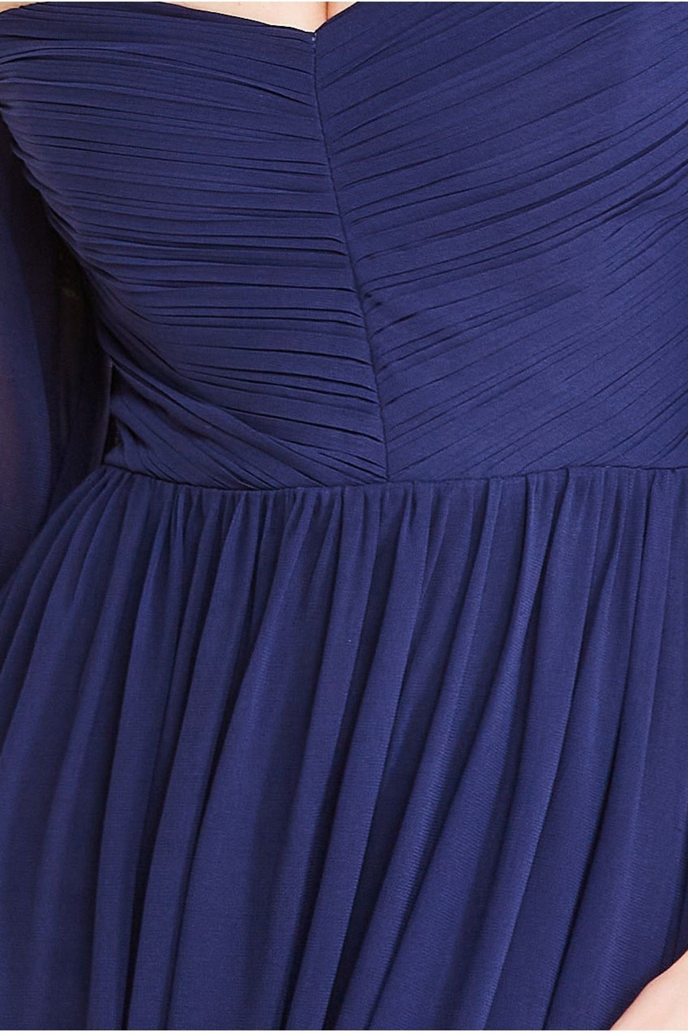 Chiffon Off The Shoulder Maxi With Cape Sleeves  - Navy by Goddiva