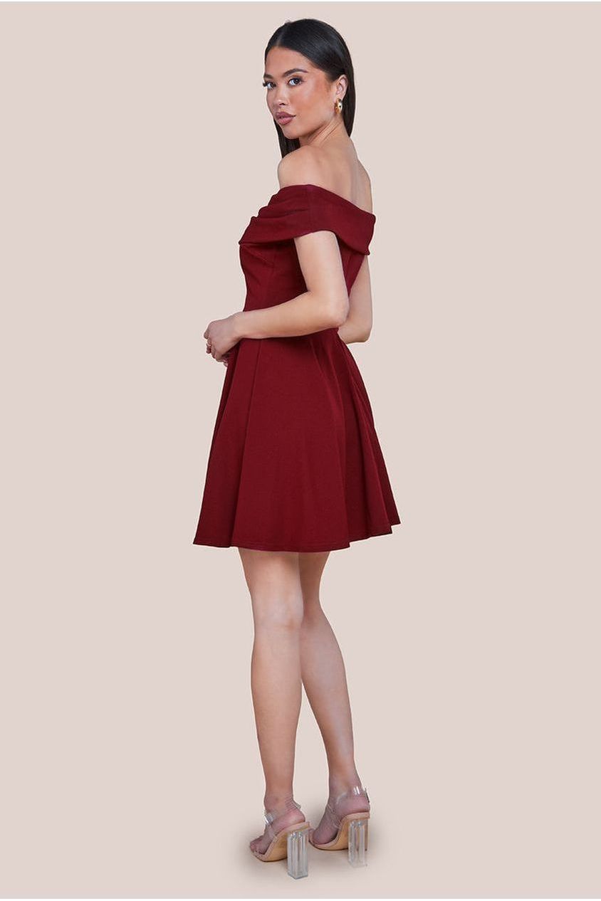 Bardot Scuba Crepe Skater Mini Dress - Red by Goddiva