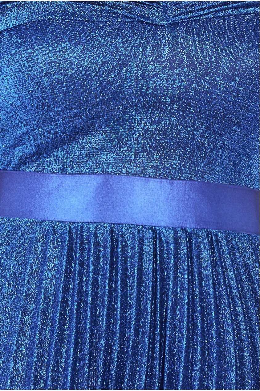 Bardot Pleated Skirt Maxi Dress - Royalblue by Goddiva