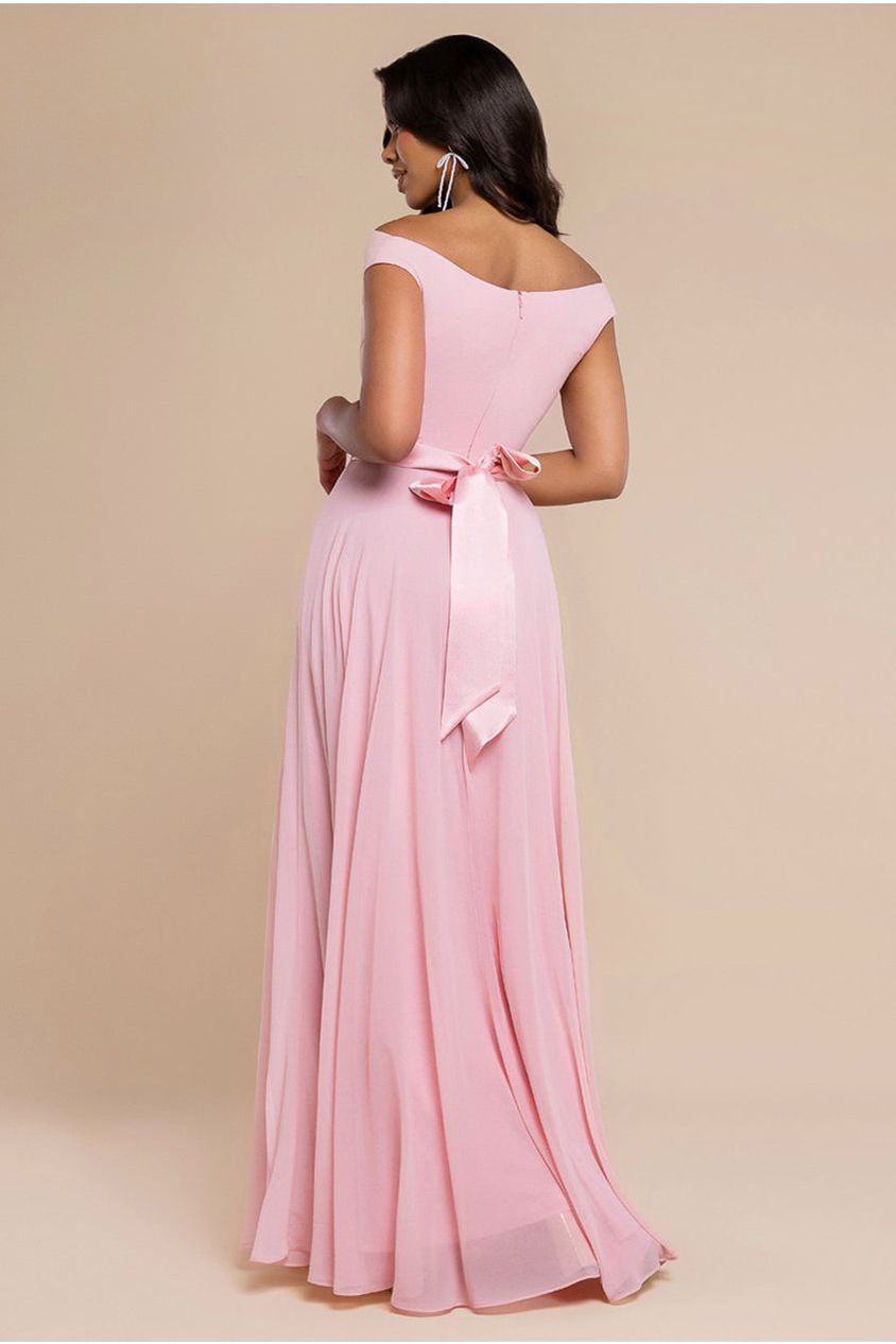 Cowl Neck Chiffon Maxi Dress - Blush Pink by Goddiva