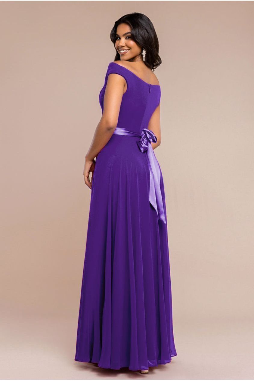 Cowl Neck Chiffon Maxi Dress - Purple by Goddiva