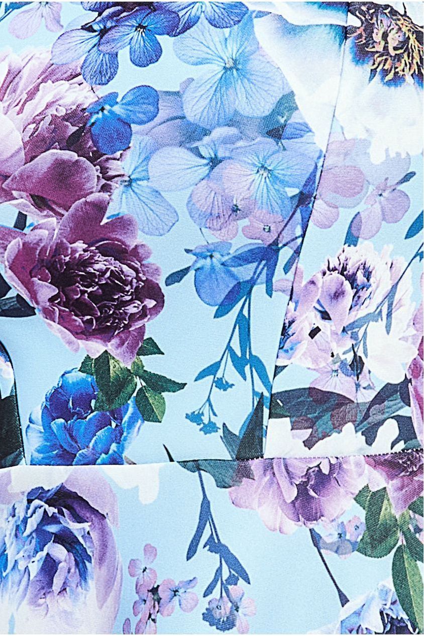 Scuba Foam Floral Midi Dress - Blue by Goddiva
