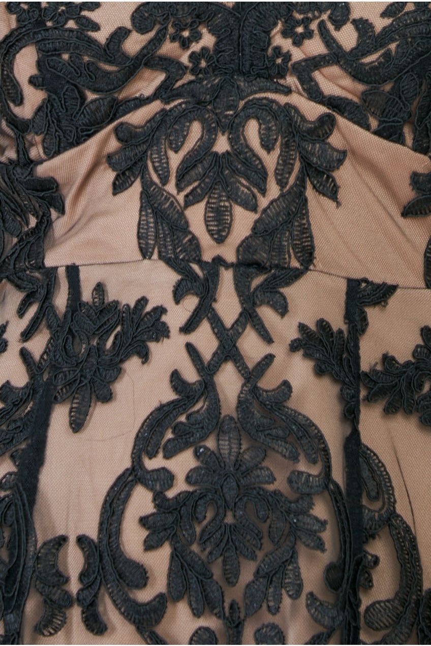 Scalloped Lace Dipped Hem Midi Dress - Black by Goddiva
