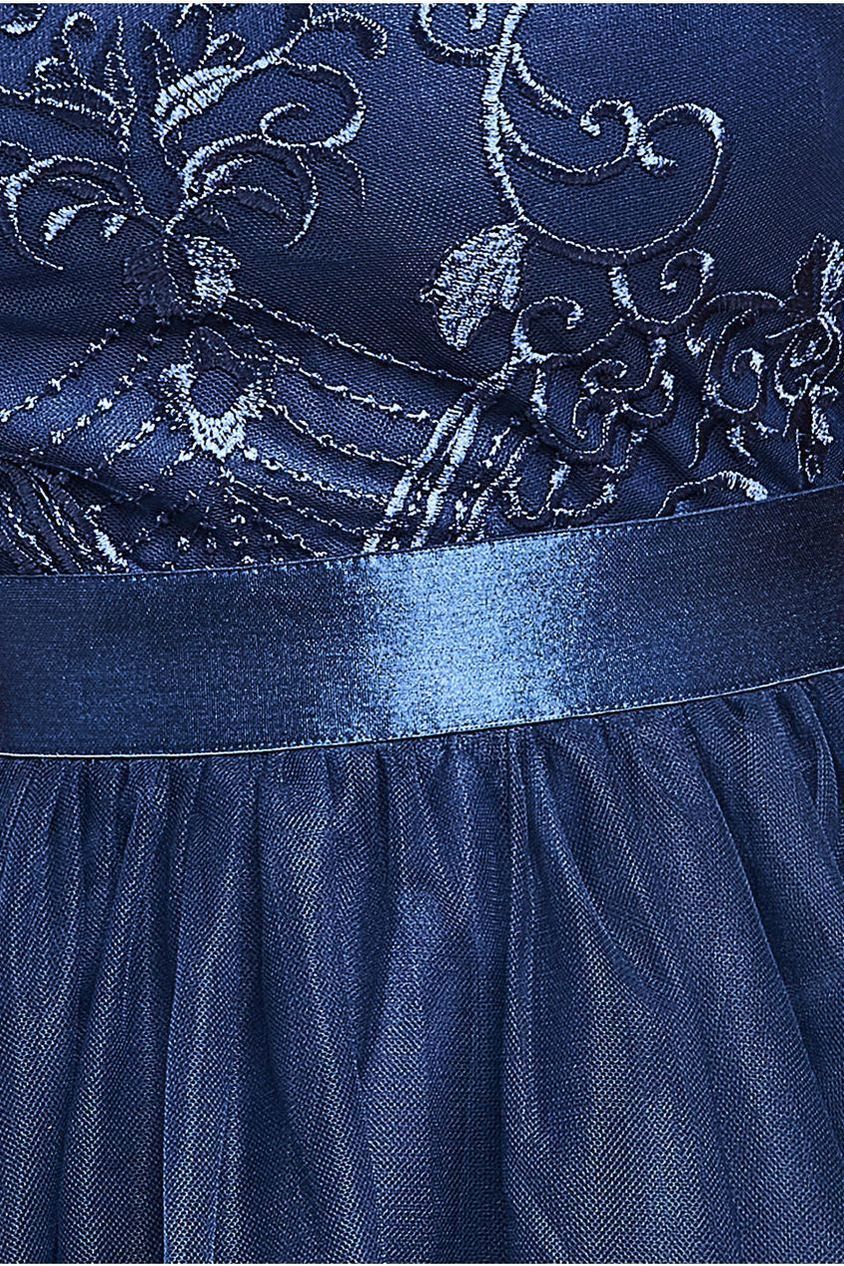 Embroidered Mesh Maxi Dress - Navy by Goddiva