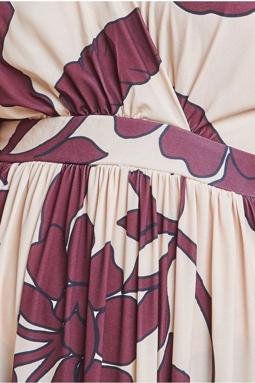 Leaf Print Flutter Sleeve Maxi Dress - Cream by Goddiva