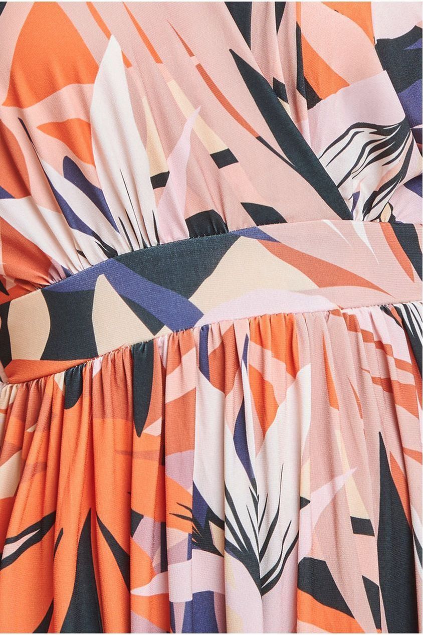 Floral Print Flutter Sleeve Maxi - Orange Print by Goddiva