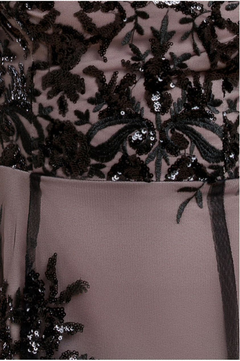 Bardot Sequin & Lace High Low Midi - Black by Goddiva