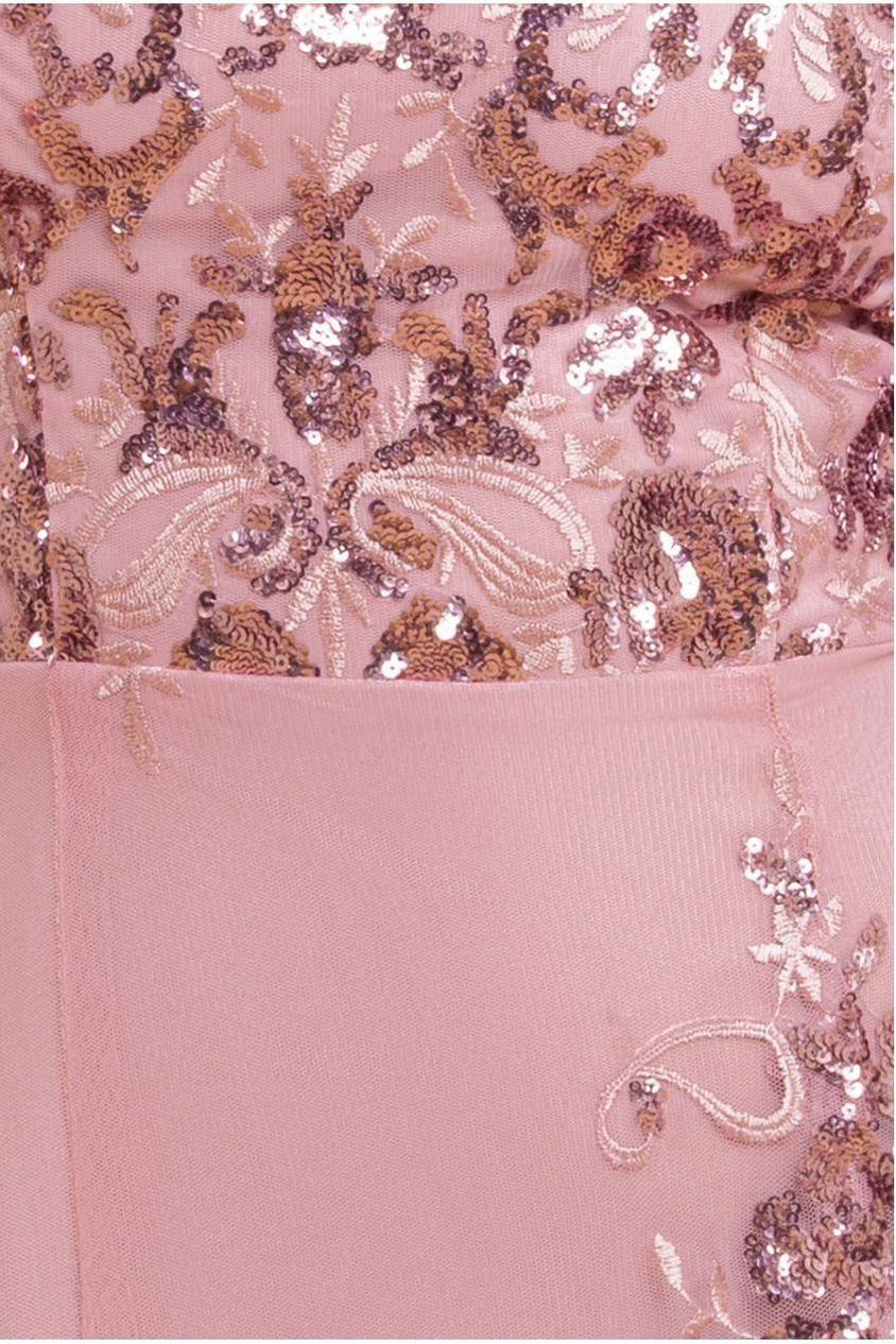 Bardot Sequin & Lace High Low Midi - Blush by Goddiva