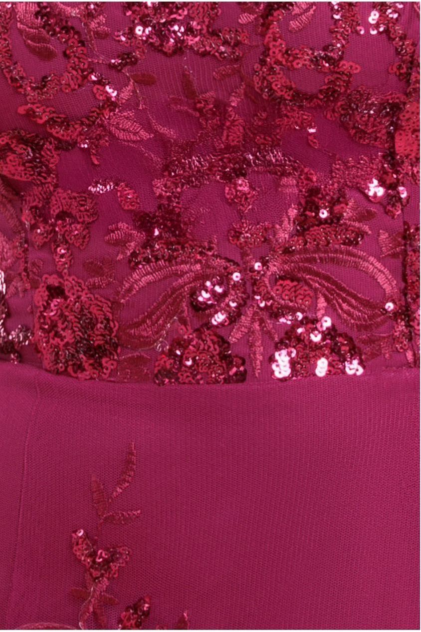 Bardot Sequin & Lace High Low Midi - Magenta by Goddiva