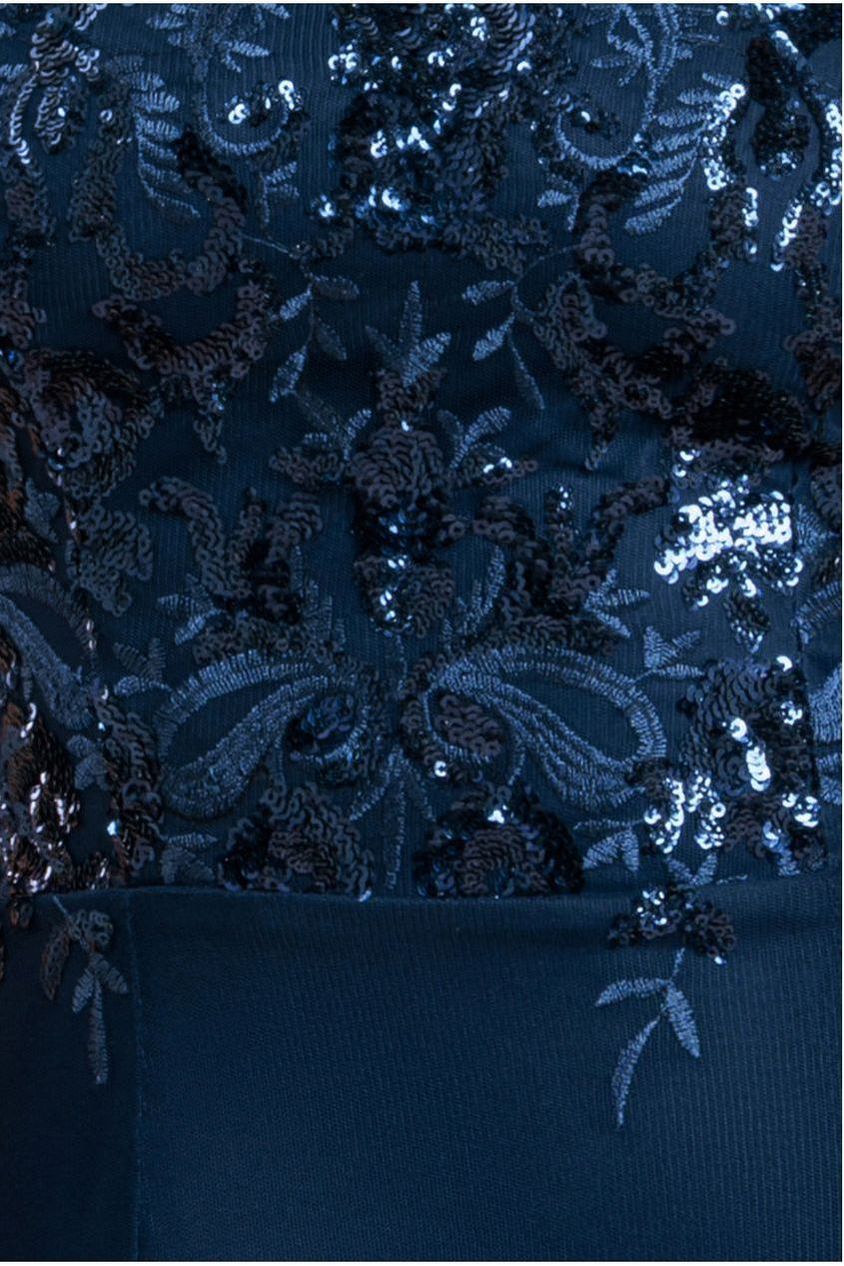 Bardot Sequin & Lace High Low Midi - Navy by Goddiva