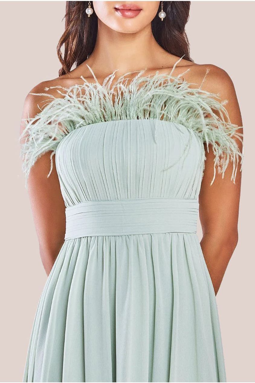 Bridesmaids Chiffon Maxi Dress - Sage Green by Goddiva