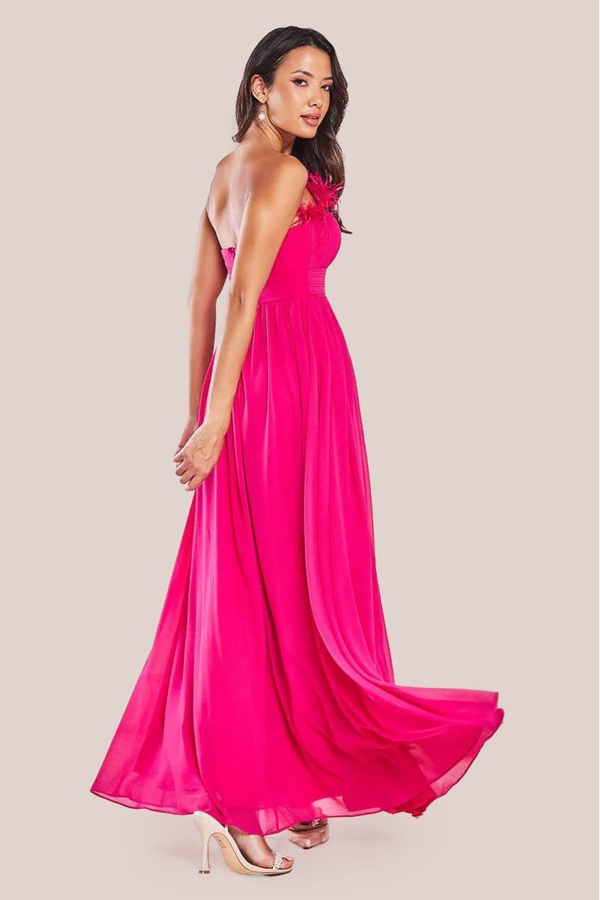 Bridesmaids Chiffon Maxi Dress - Hot Pink by Goddiva