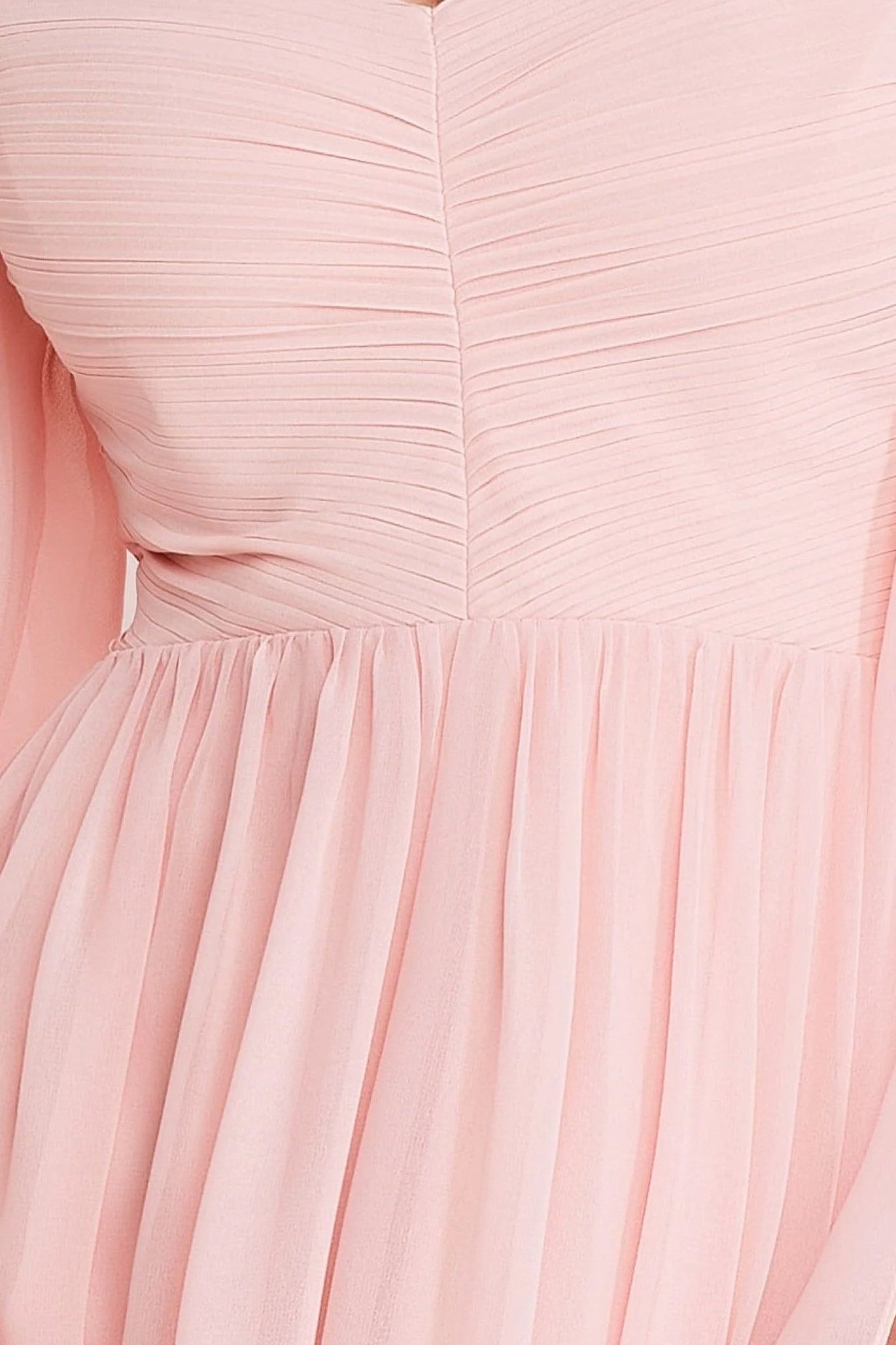Chiffon Off The Shoulder Maxi With Cape Sleeves  - Blush by Goddiva