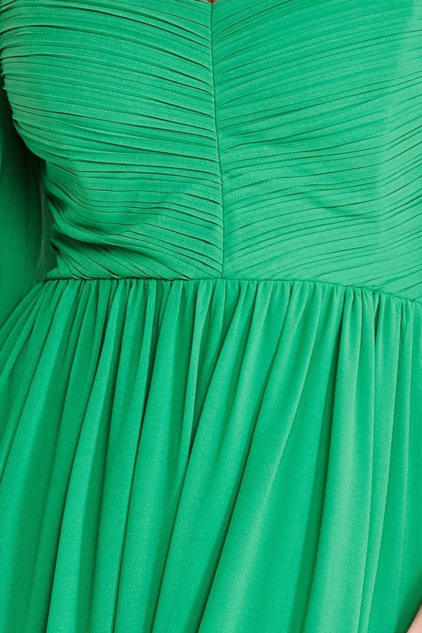 Chiffon Off The Shoulder Maxi With Cape Sleeves - Green by Goddiva