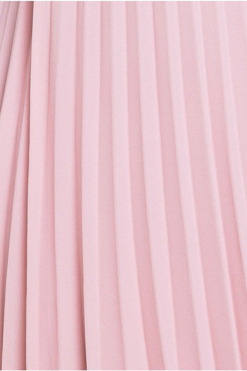 Embroidered Top Chiffon Pleated Midi - Blush Pink by Goddiva