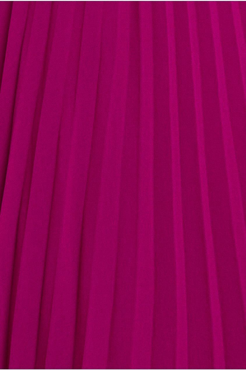 Embroidered Top Chiffon Pleated Midi - Magenta by Goddiva