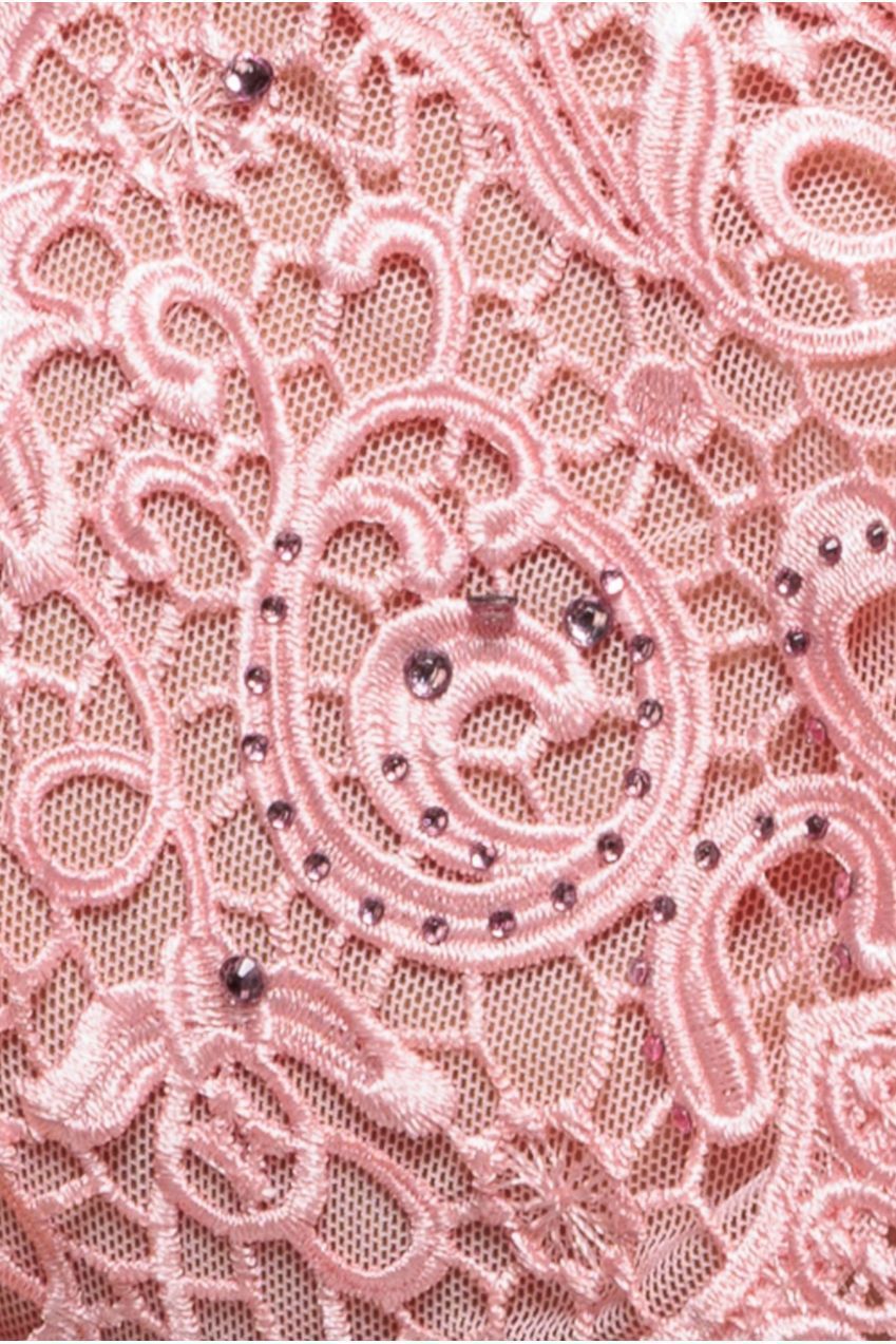 Crochet & Pleated Top Midi Dress - Blush Pink by Goddiva