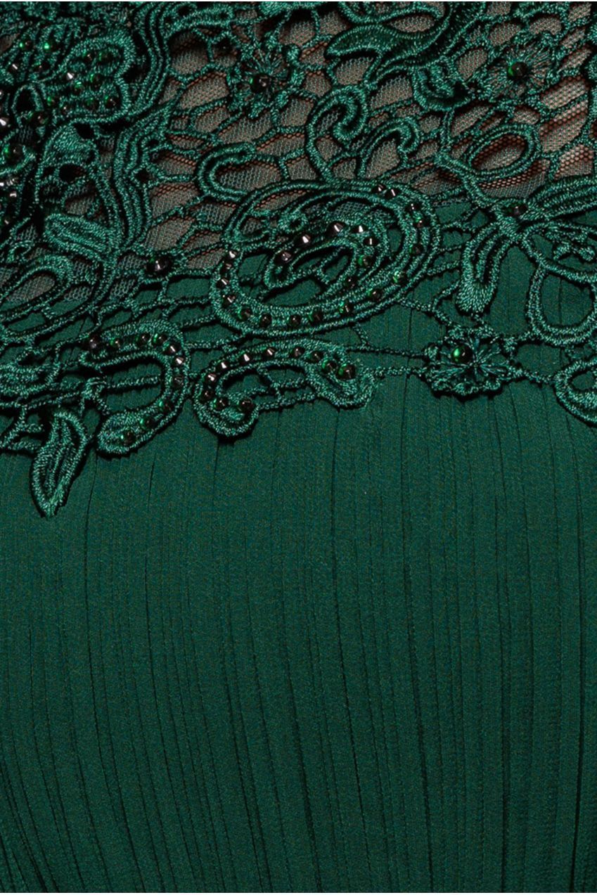 Crochet & Pleated Top Midi - Emerald by Goddiva