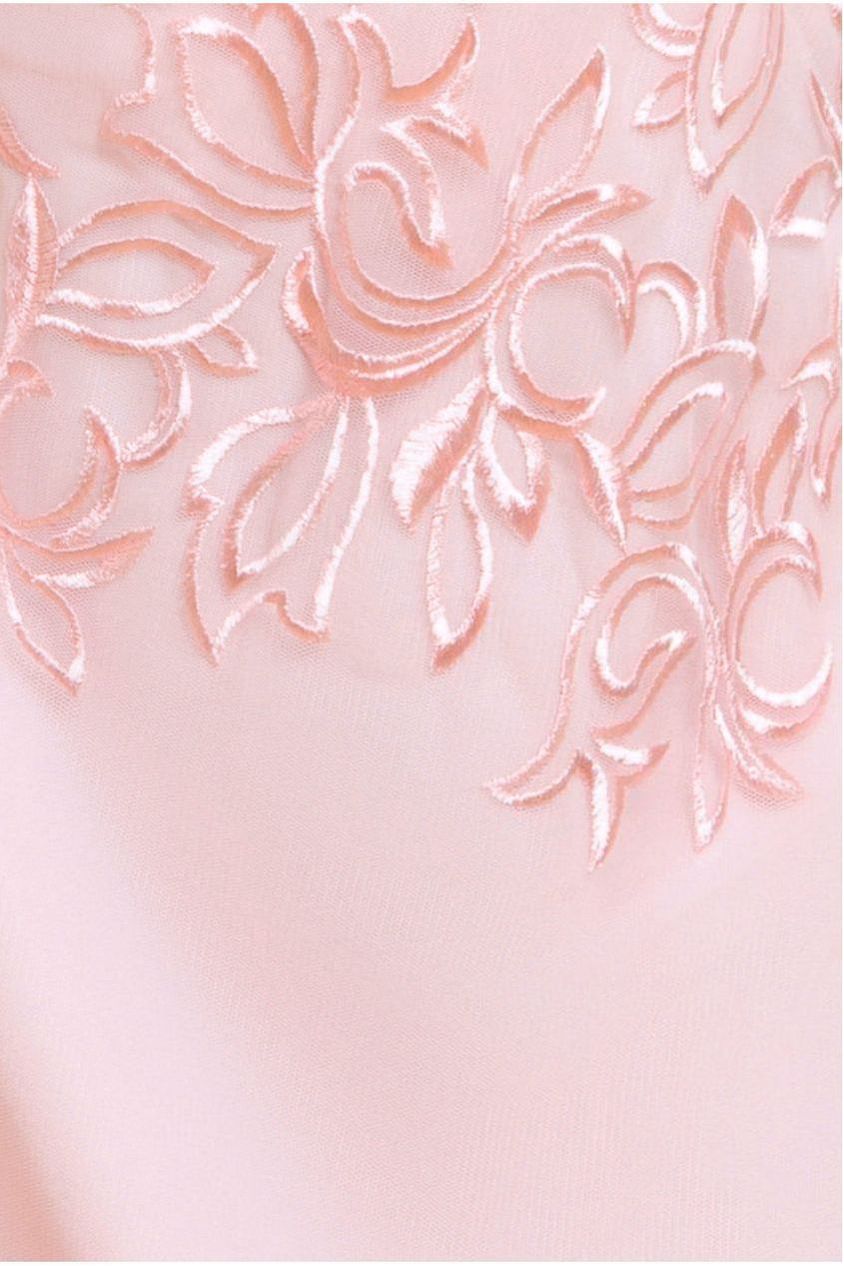 Lace Flutter Sleeve Embroidered Mesh A Line Maxi Dress - Pink by Goddiva