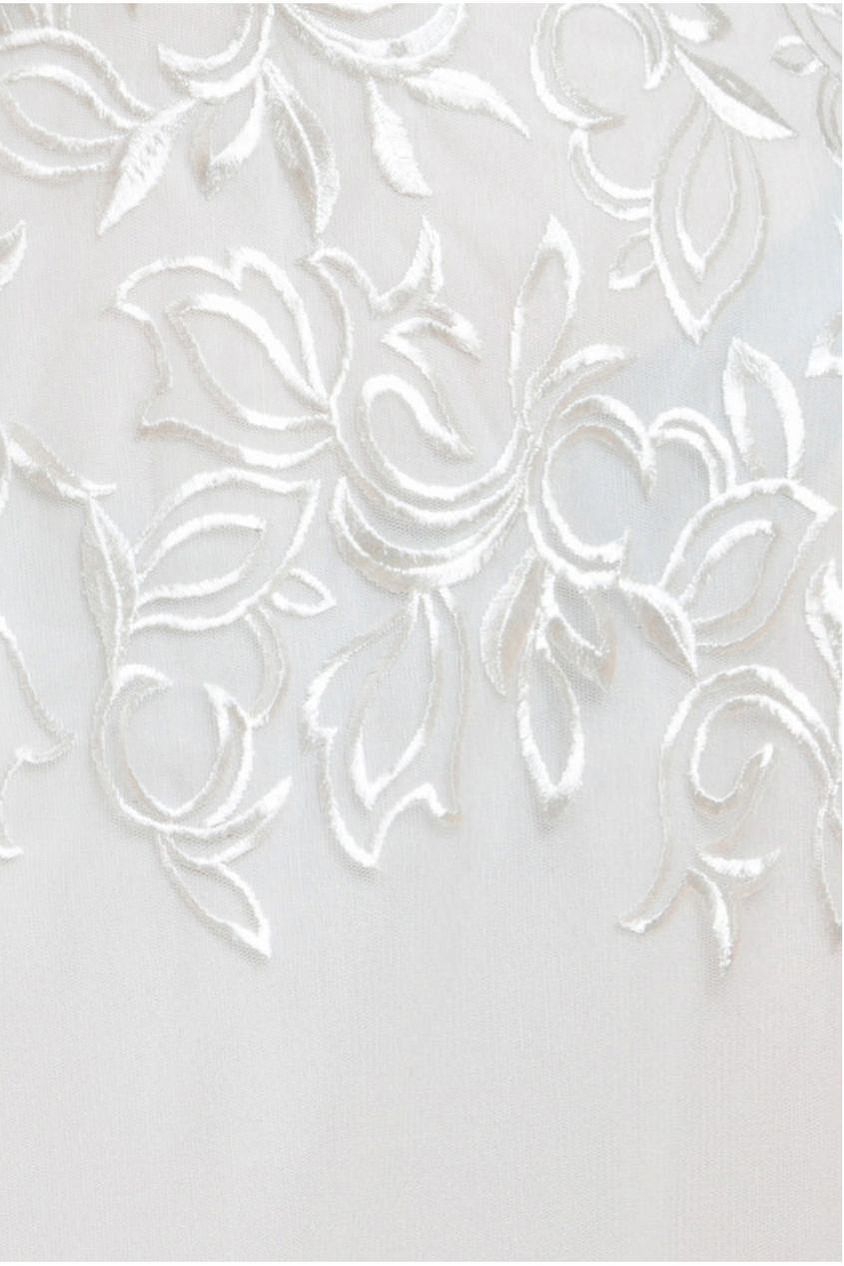 Lace Flutter Sleeve Embroidered Mesh A Line Maxi Dress - White by Goddiva