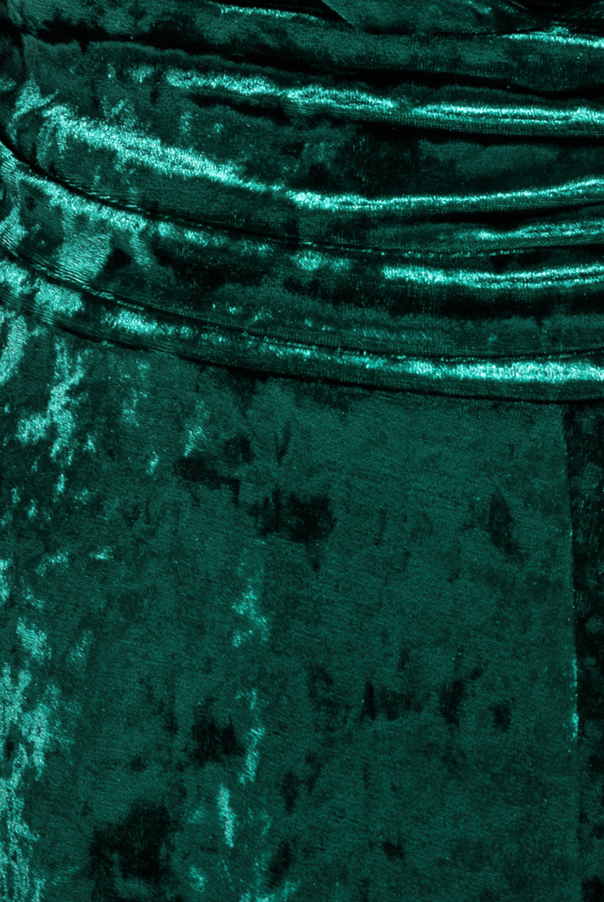 Ice Velvet Bardot Wrap Maxi - Emerald Green by Goddiva