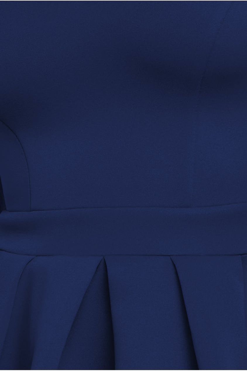 Scuba Foam Skater Midi Dress - Navy by Goddiva