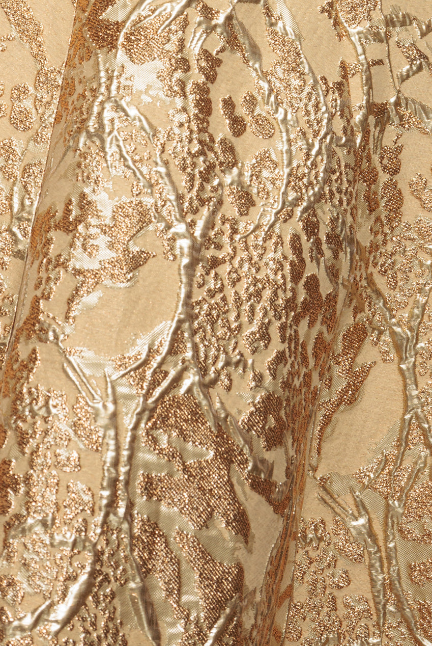 Jacquard Sleeveless A-line Midi Dress - Gold by Goddiva