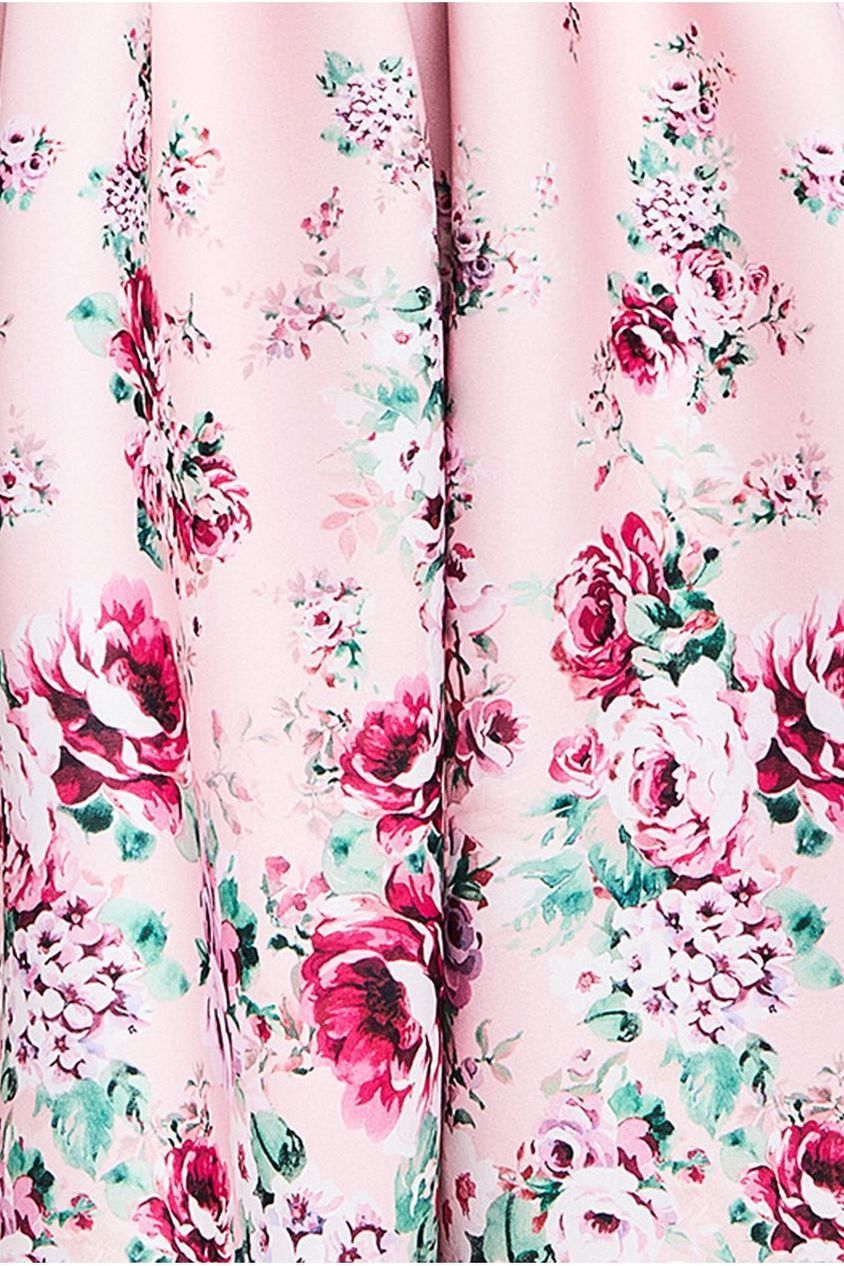 Bardot Floral Print A-Line Scuba Foam Midi Dress - Blush by Goddiva