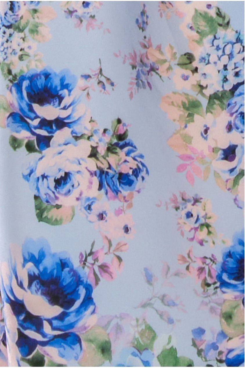 Bardot Floral Print A-Line Scuba Foam Midi Dress - Blue by Goddiva
