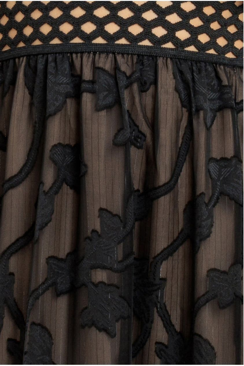 Jacquard Lurex Burnout Front Split Maxi Dress - Black by Goddiva