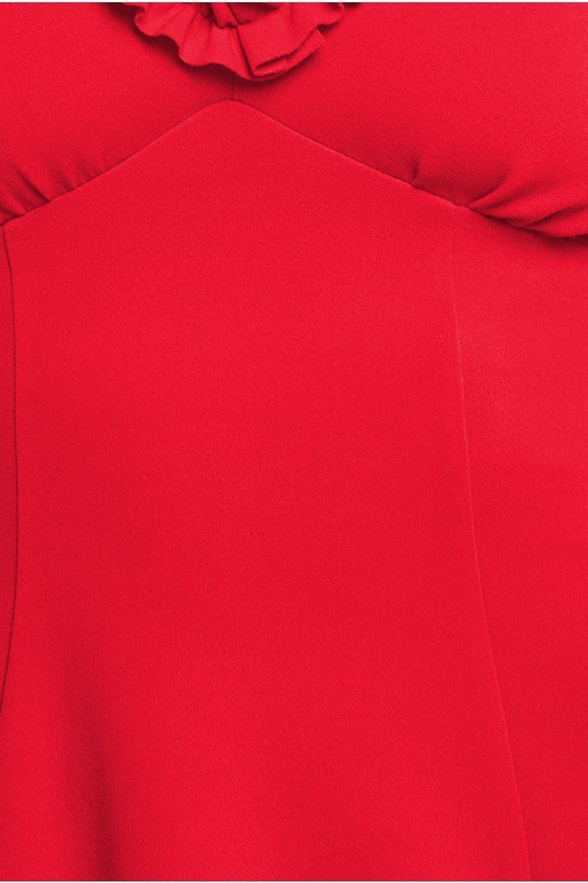 Flare Sleeve Frill Edge Midi Dress - Red by Goddiva