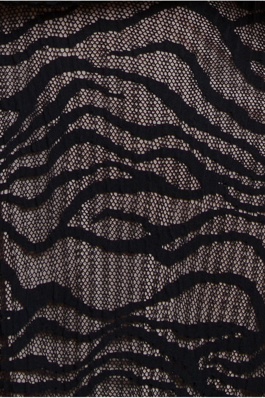 Geo Wave Flare Skirt Long Sleeve Maxi Dress - Black by Goddiva