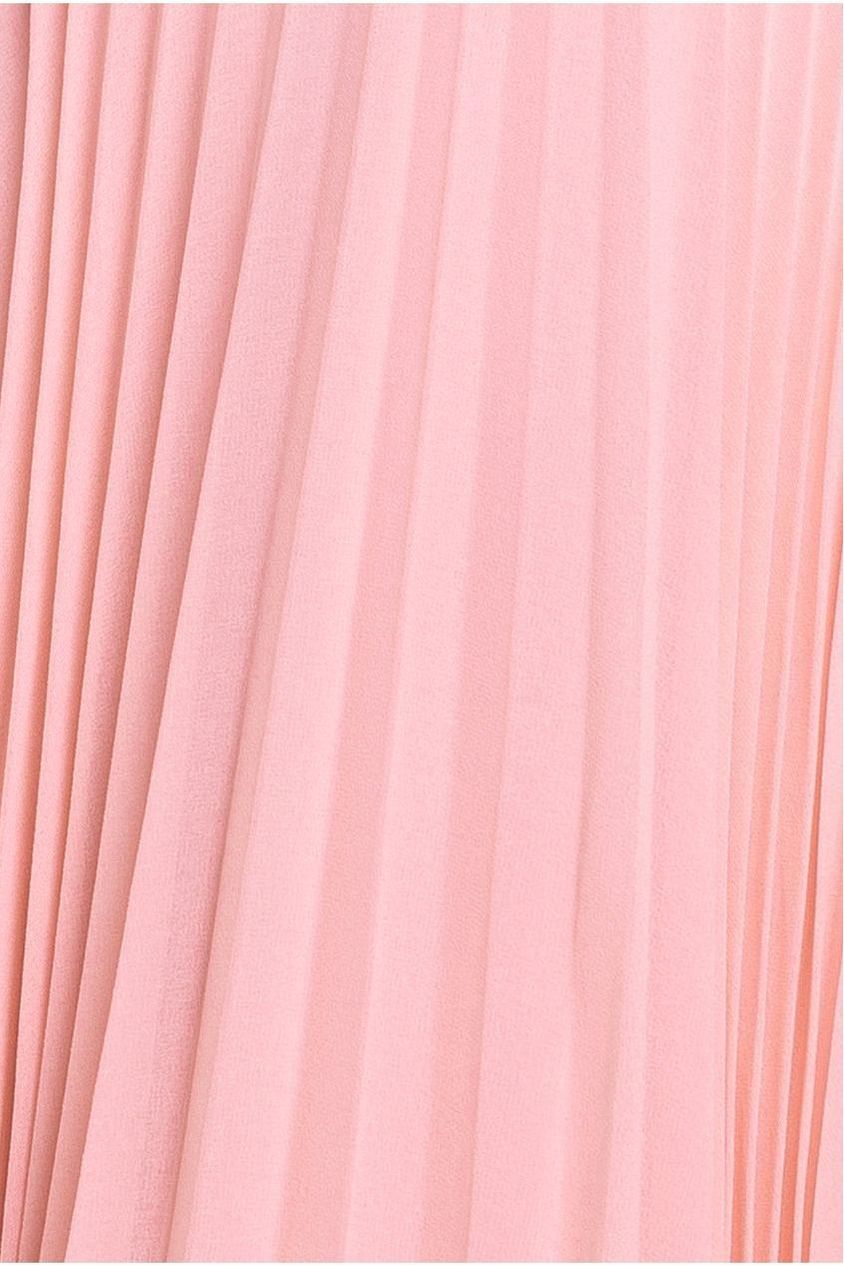 Cowl Neck Pleated A-Line Chiffon Midi Dress - Blush Pink by Goddiva