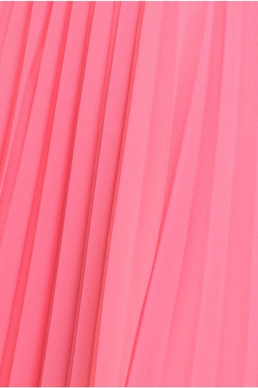 Cowl Neck Pleated A-Line Chiffon Midi Dress - Coral by Goddiva