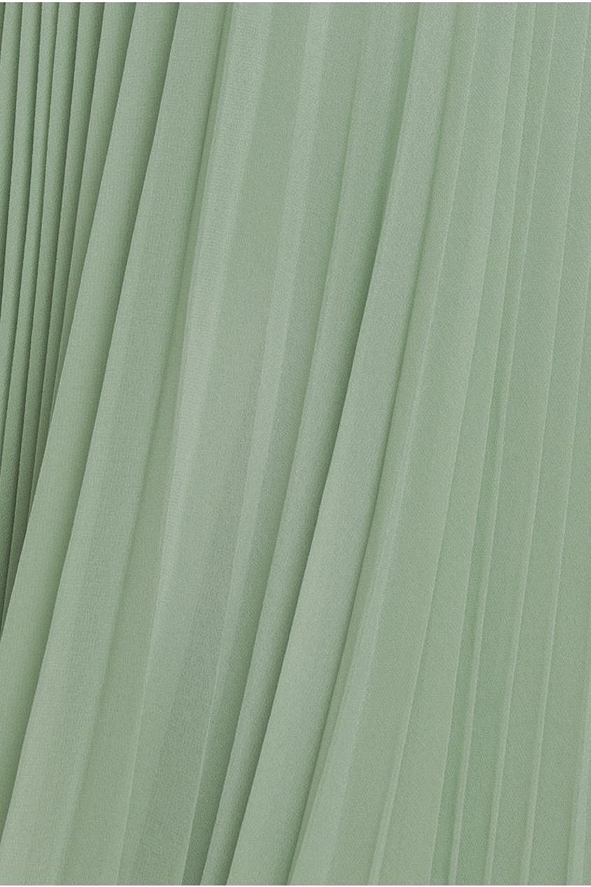 Cowl Neck Pleated A-Line Chiffon Midi Dress - Sage Green by Goddiva