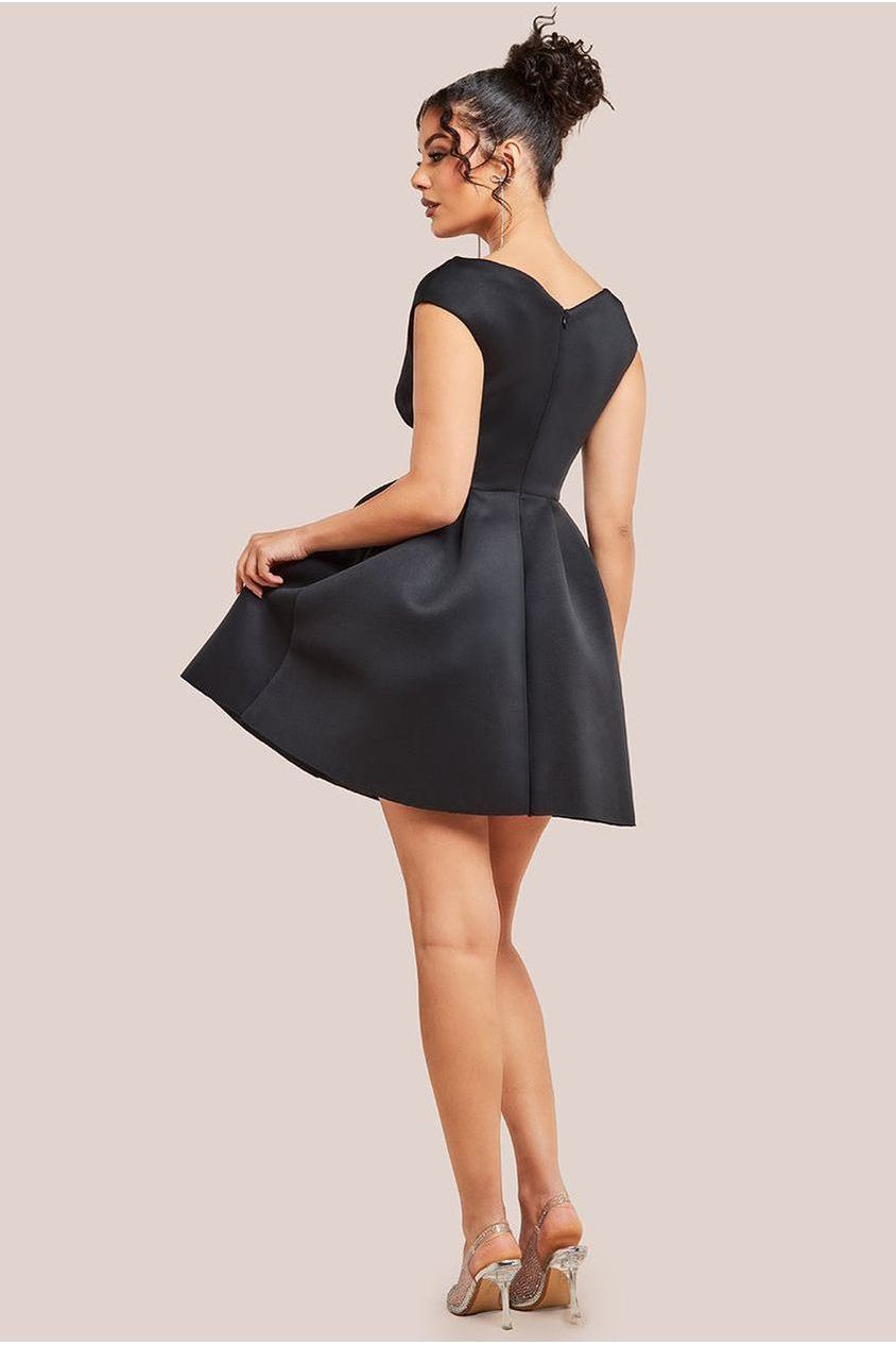 Corset Fit & Flare Mini Dress - Black by Goddiva