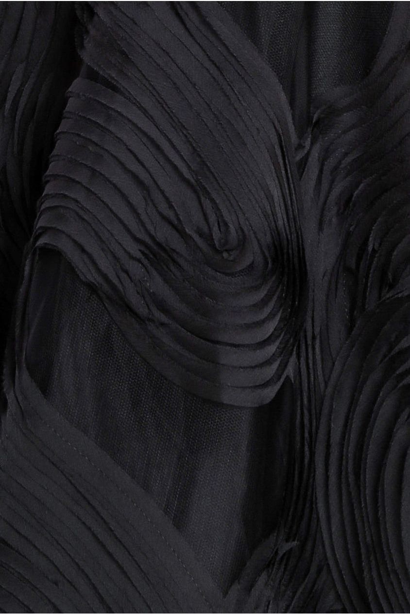 Scuba & Textured Chiffon A Line Midi Dress - Black by Goddiva