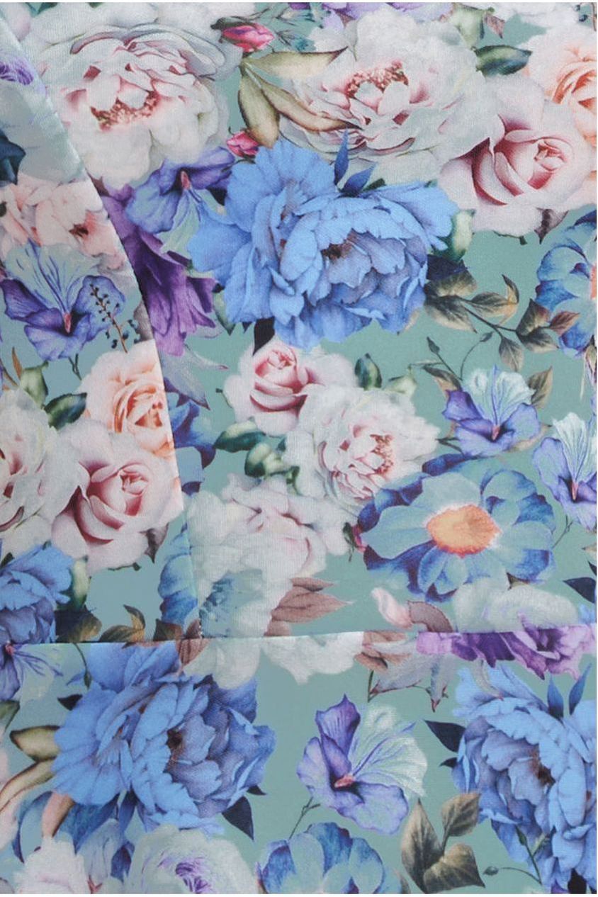Floral Print A-Line Sweetheart Midi Dress - Sage Green by Goddiva