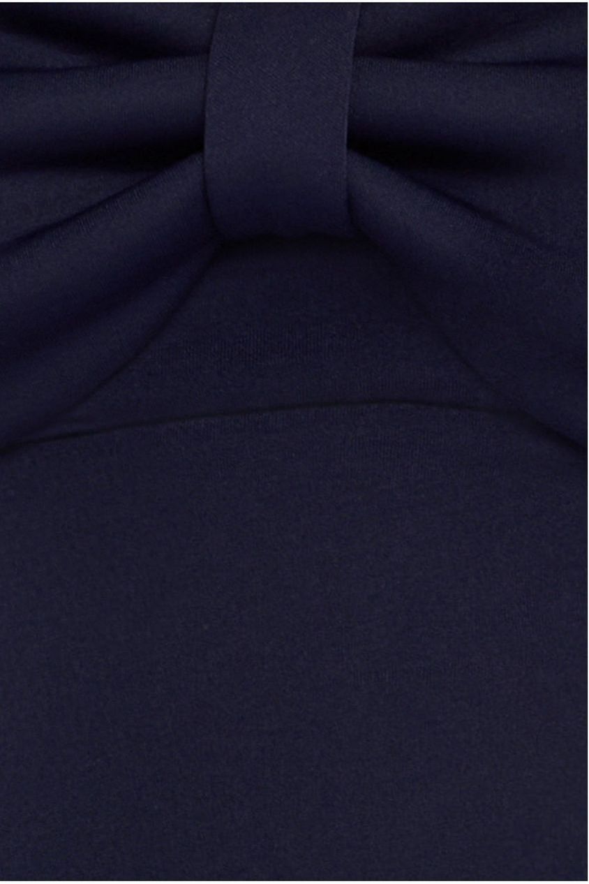 Bow Off The Shoulder A Line Midi Dress - Navy Blue by Goddiva