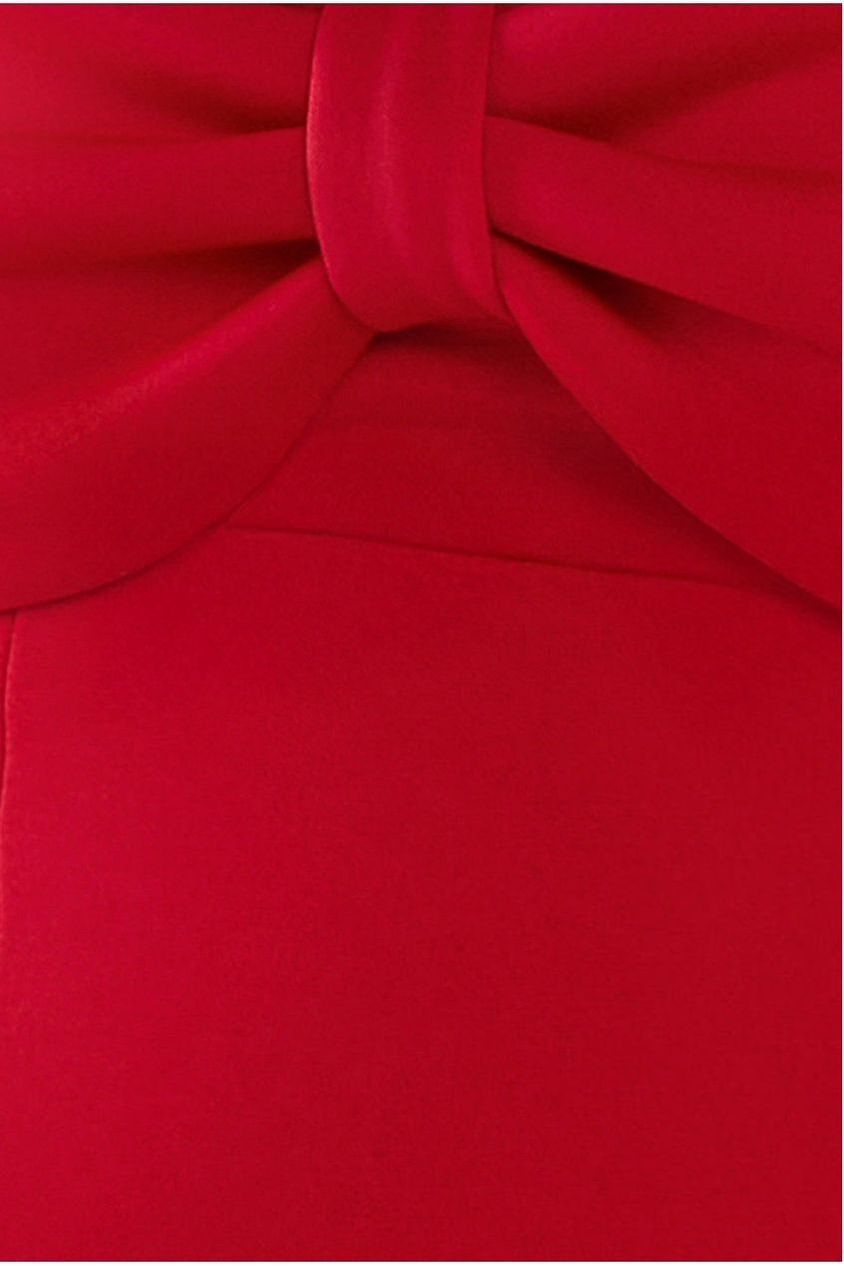 Bow Off The Shoulder A Line Midi Dress - Red by Goddiva