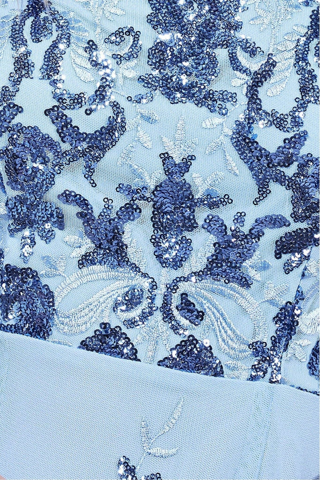 Bardot Sequin & Lace High Low Midi - Powderblue by Goddiva