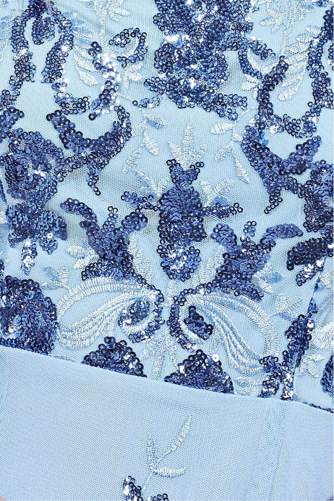 Bardot Sequin & Lace High Low Midi - Powderblue by Goddiva