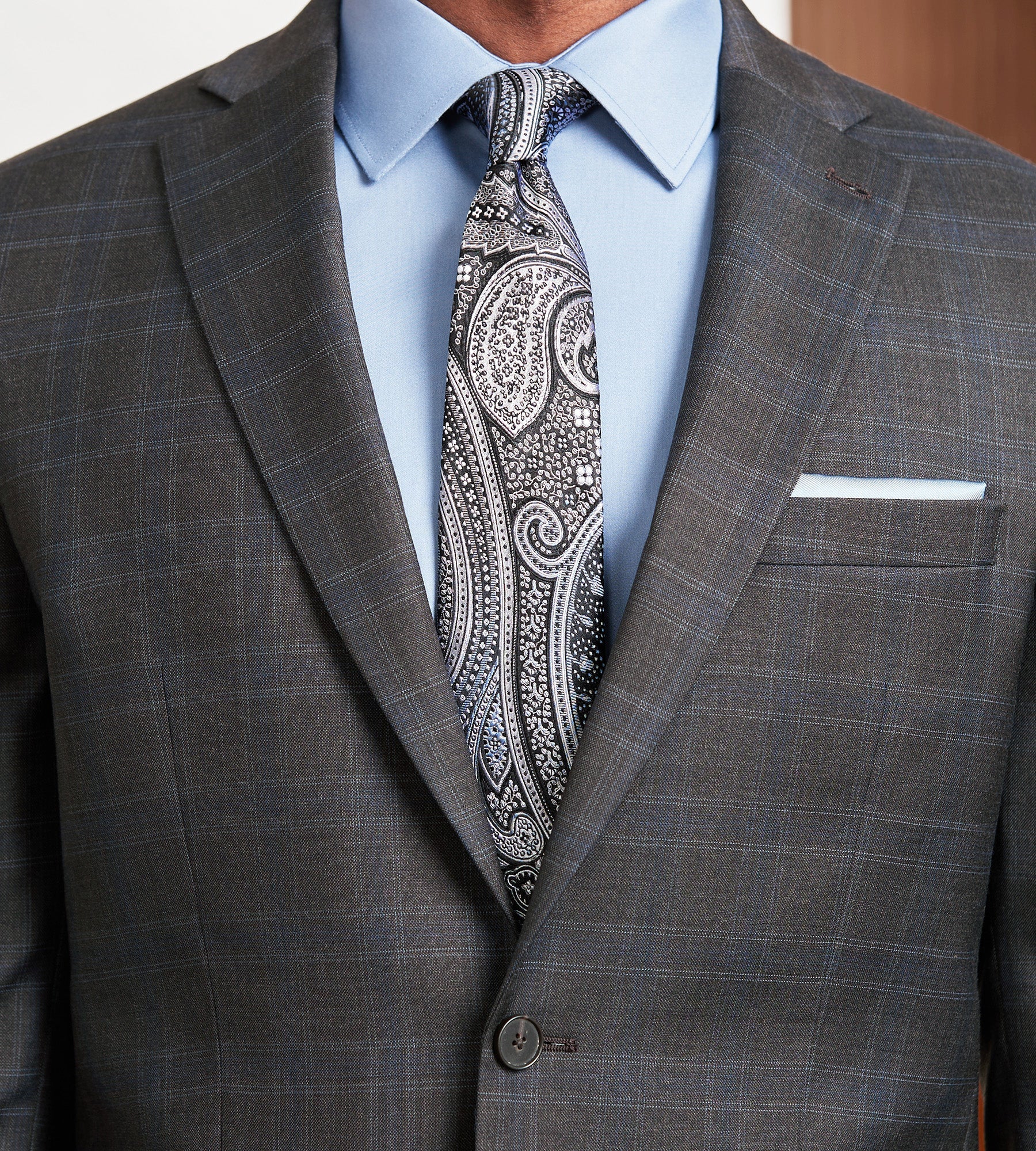 Modern Fit Brown Plaid Suit