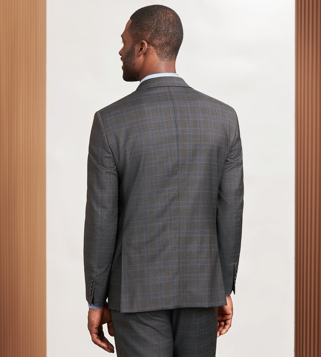 Modern Fit Brown Plaid Suit