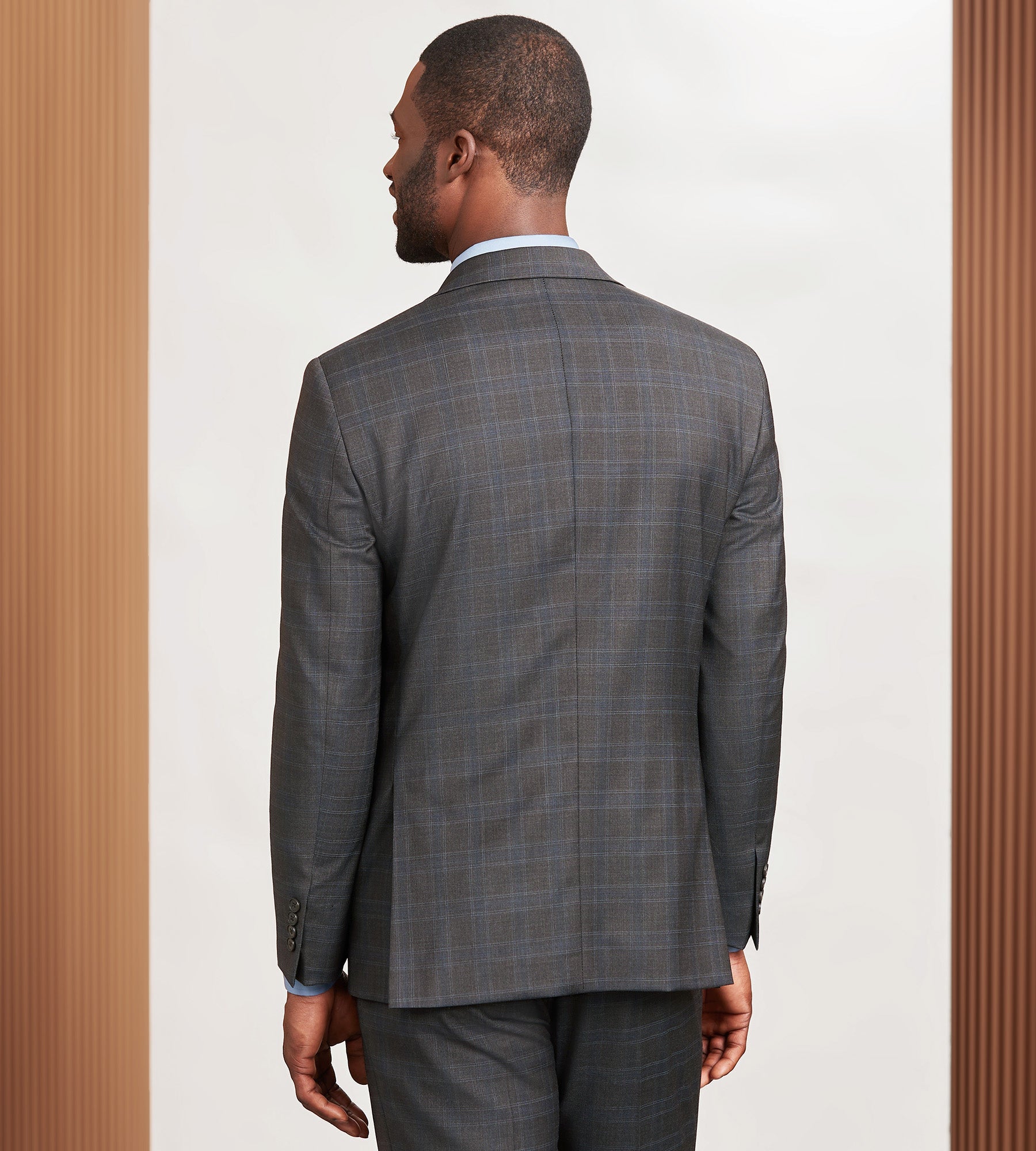 Modern Fit Brown Plaid Suit