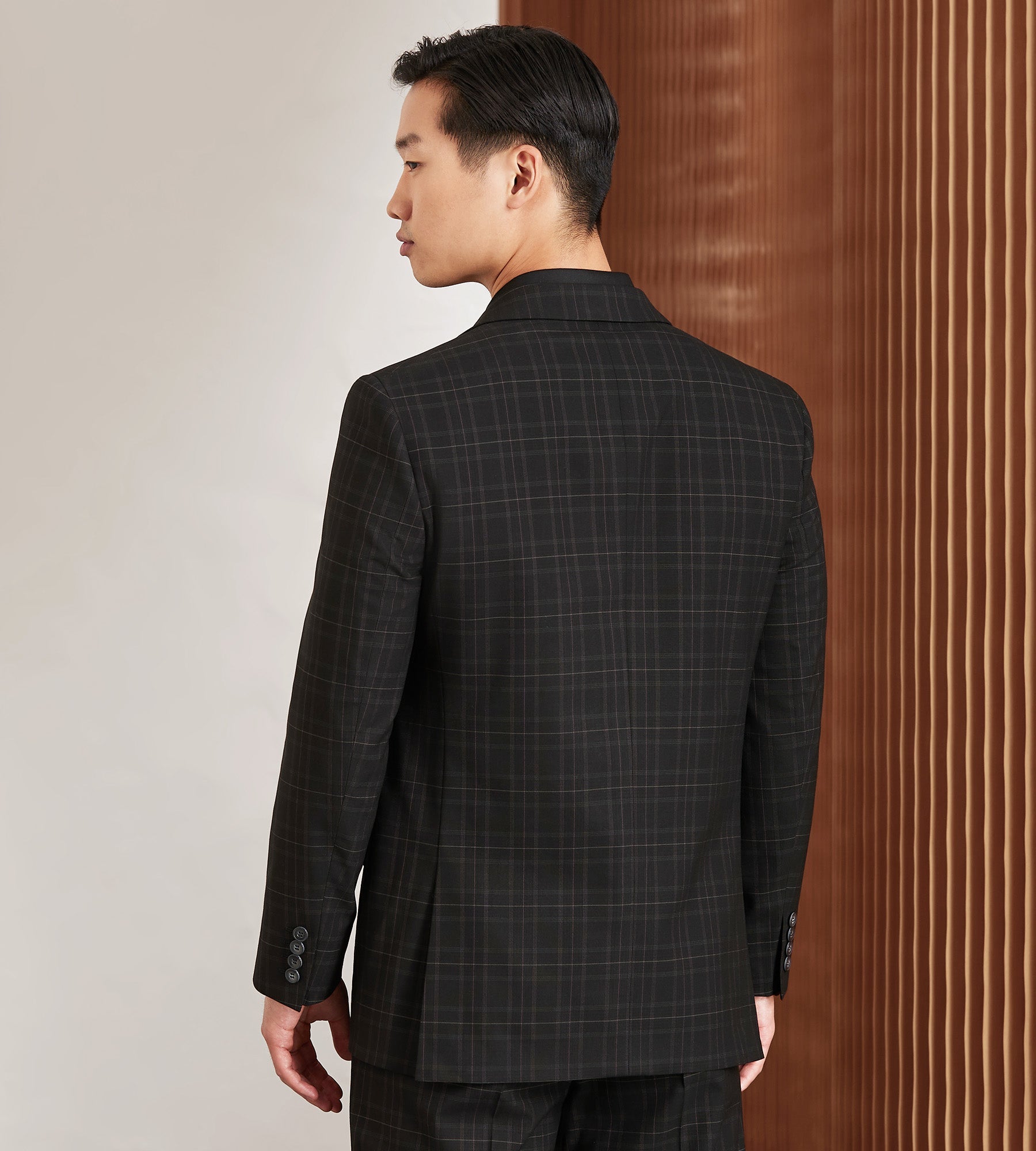Modern Fit Black Plaid Suit