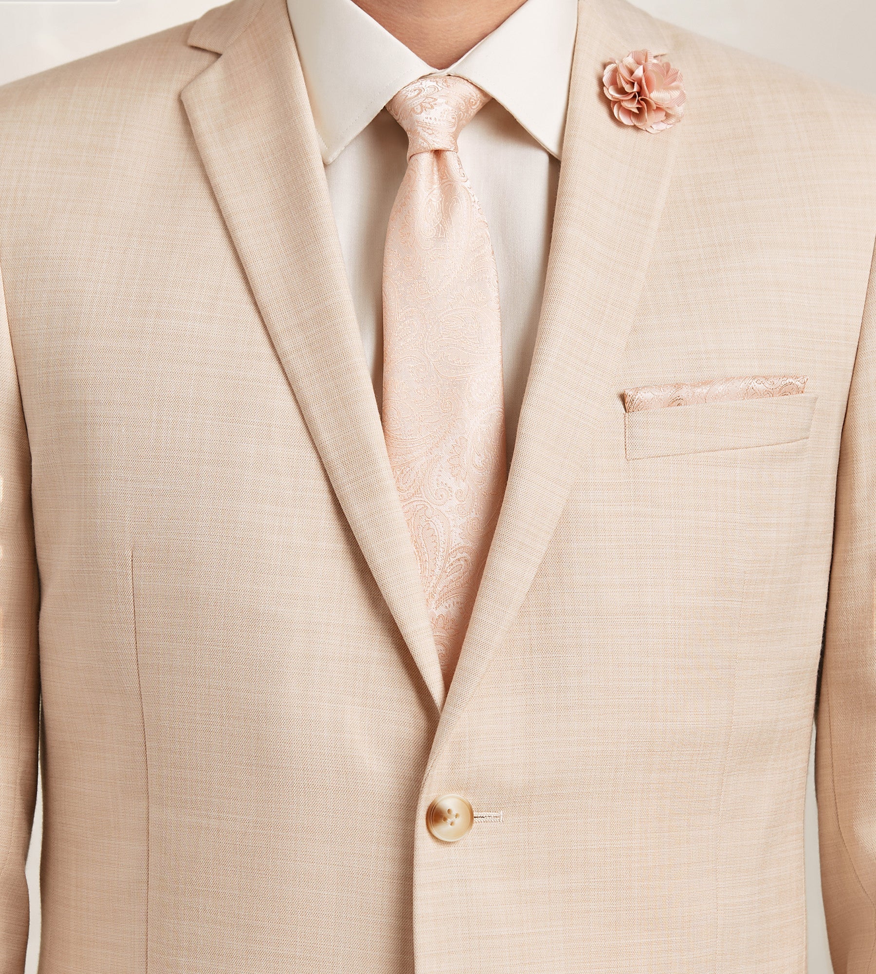 Slim Fit Pale Peach Solid Suit