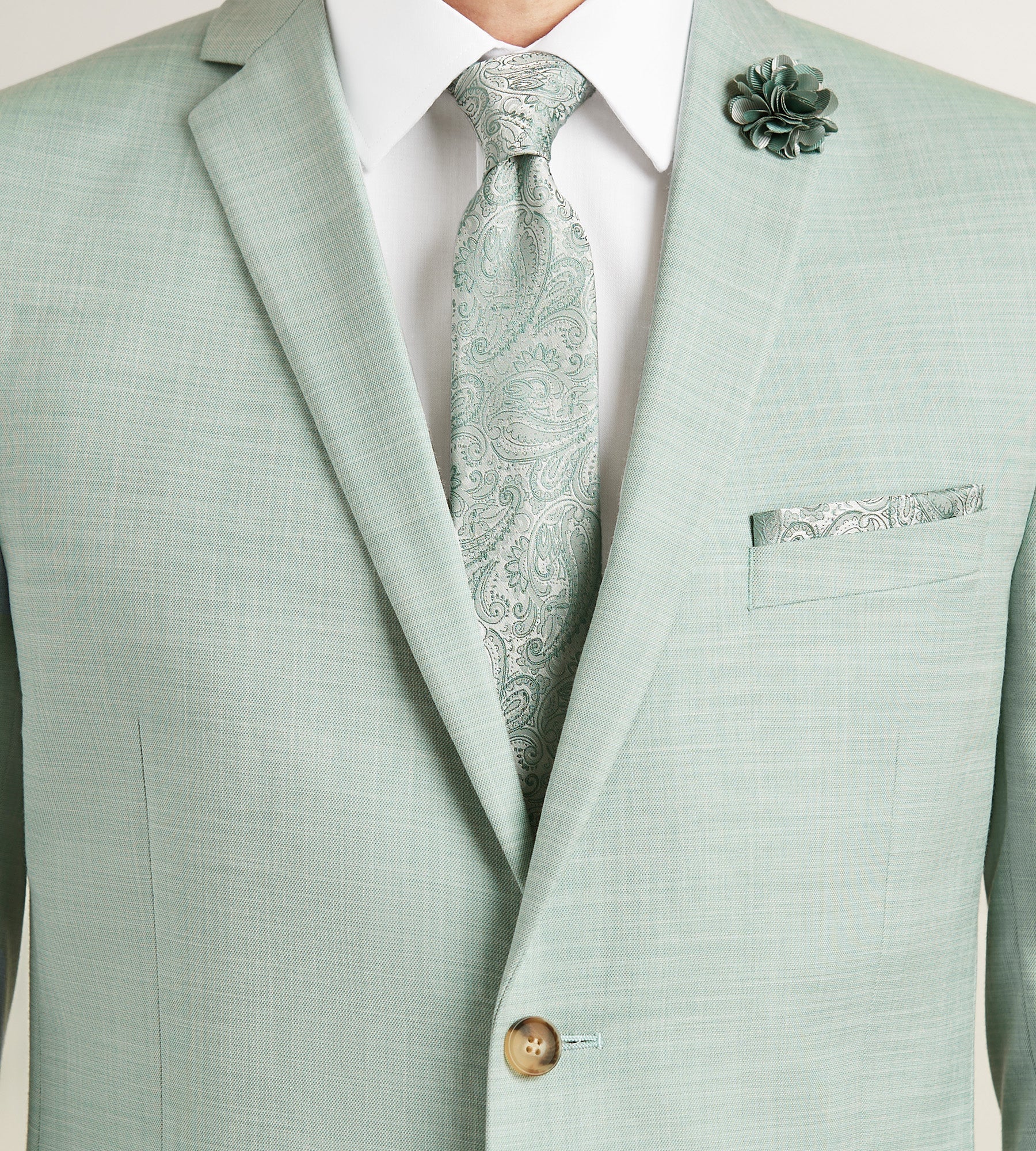 Modern Fit Pale Green Solid Suit