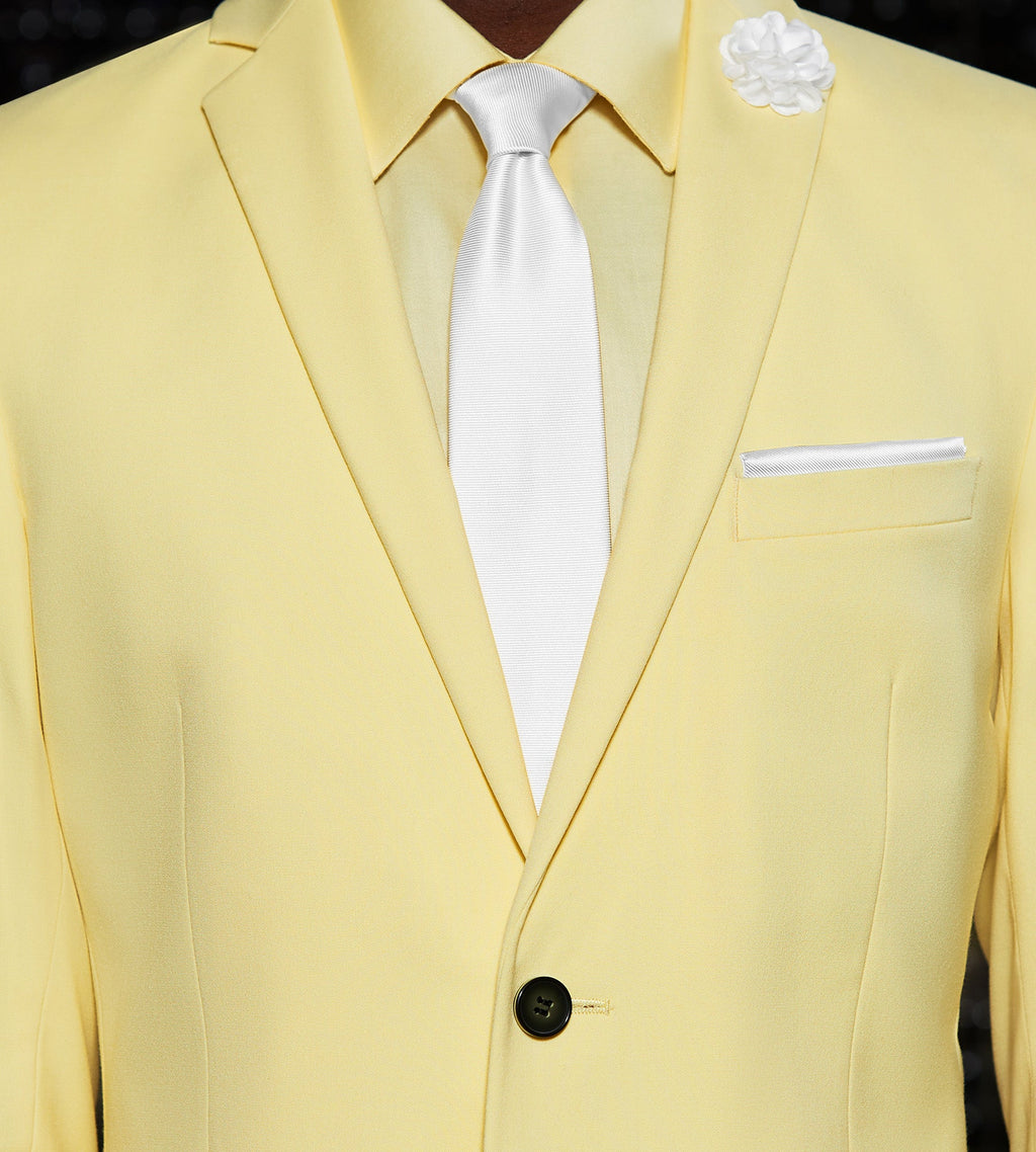 Slim Fit Bright Yellow Solid Suit
